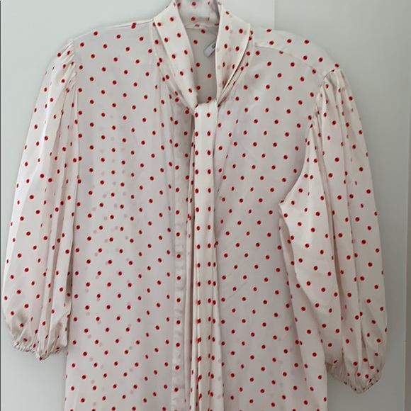 NWT Ganni Pussy-bow polkadot Stretch Silk dress 10 - Picture 6 of 12